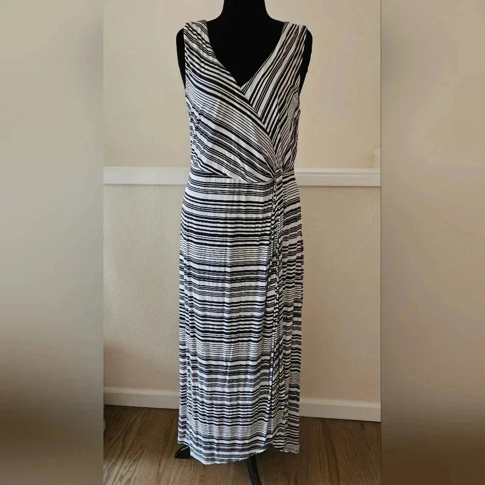 Lane Bryant Black and White Striped Maxi Dress